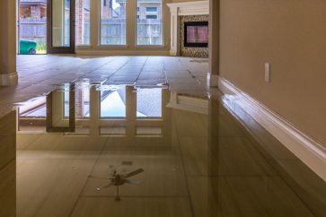 water spilled over a house floor