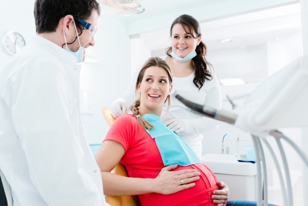 pregnant woman having a dental check up