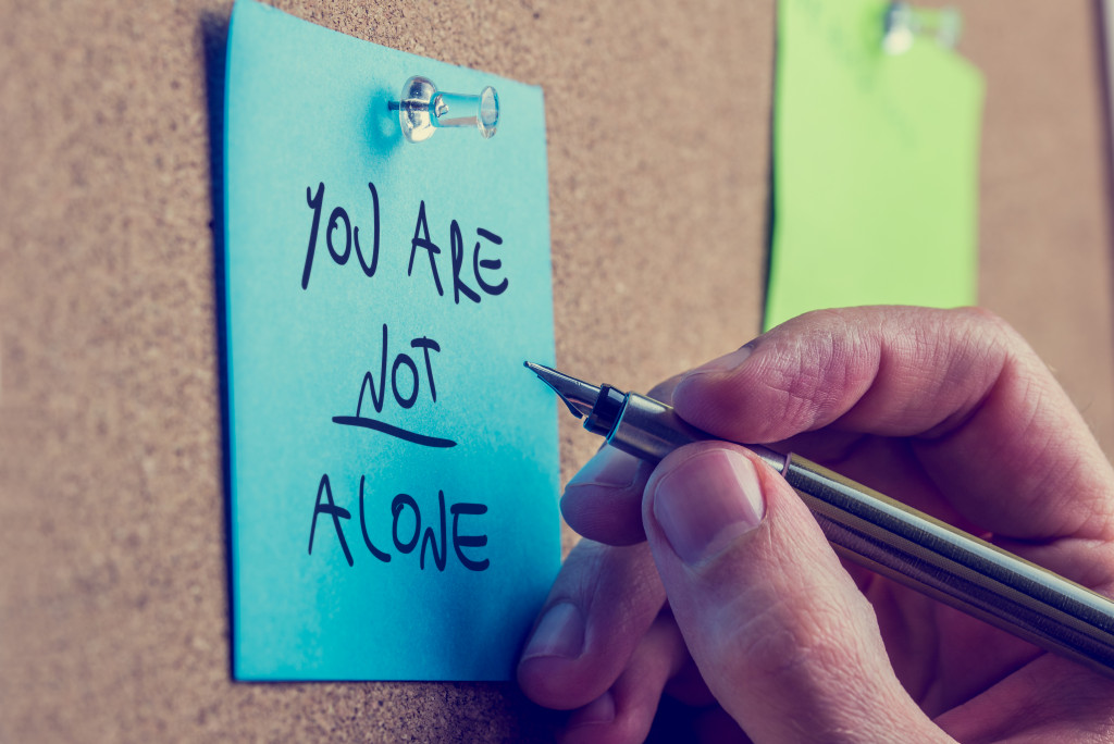 you are not alone on sticky note